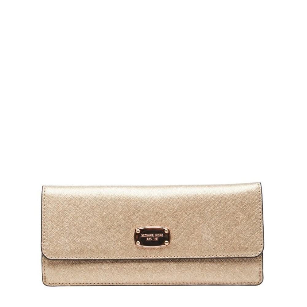 Michael Kors Logo Leather Long Wallet Gold